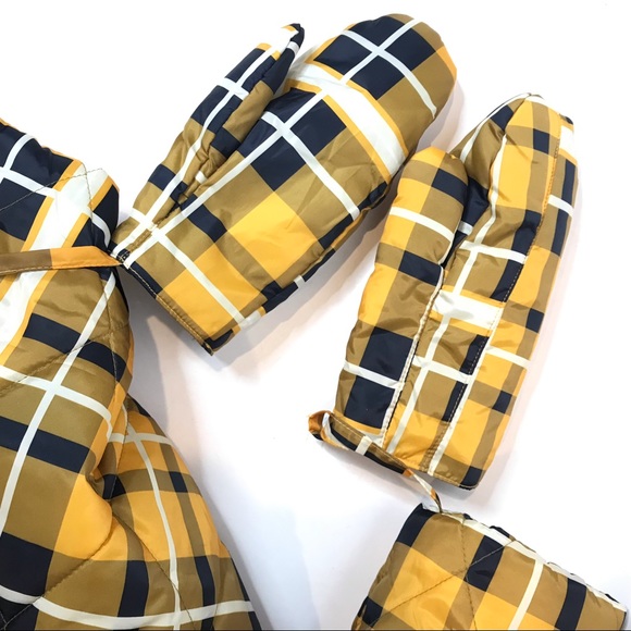 House of Sunny Yellow Plaid Jacket UK 10 US 6 Matching Mittens Snap Short / Long - Picture 4 of 11
